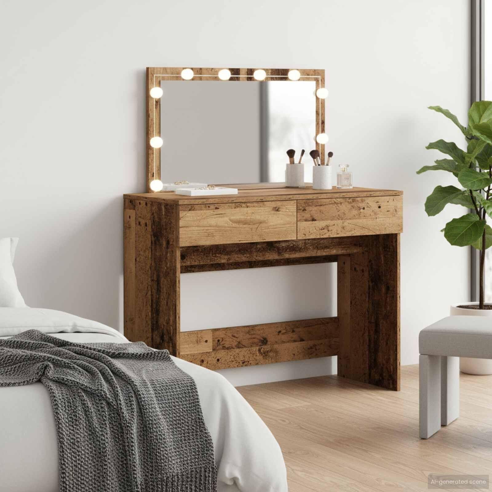 vidaXL Тоалетка Старо дърво 100 x 40 x 120 см Инженерна дървесина