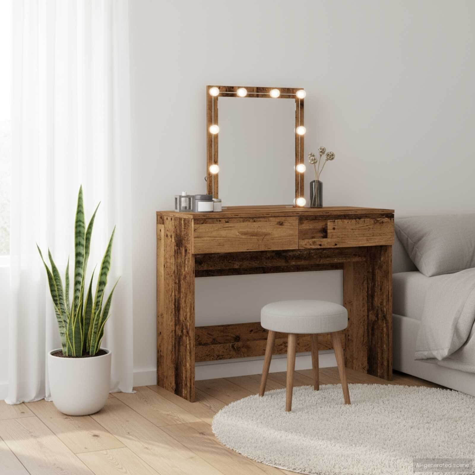 vidaXL Тоалетка Старо дърво 100 x 40 x 130 см Инженерна дървесина