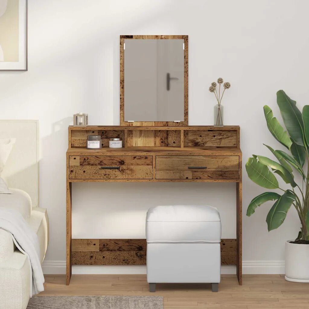 vidaXL Тоалетка Старо дърво 100 x 41 x 140 см Инженерна дървесина