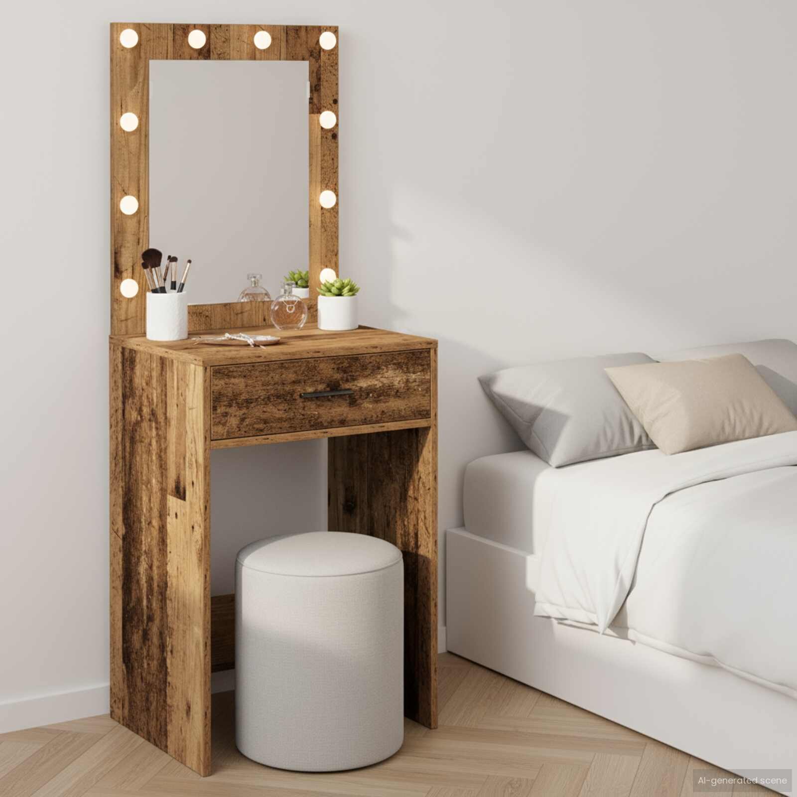 vidaXL Тоалетка Старо дърво 50 x 41 x 135 см Инженерна дървесина
