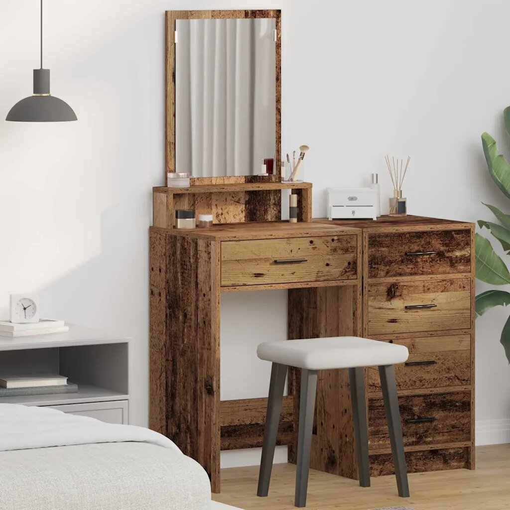 vidaXL Тоалетка Старо дърво 50 x 41 x 140 см Инженерна дървесина