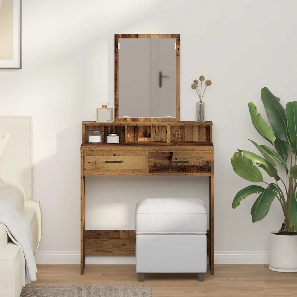 vidaXL Тоалетка Старо дърво 79 x 41 x 140 см Инженерна дървесина