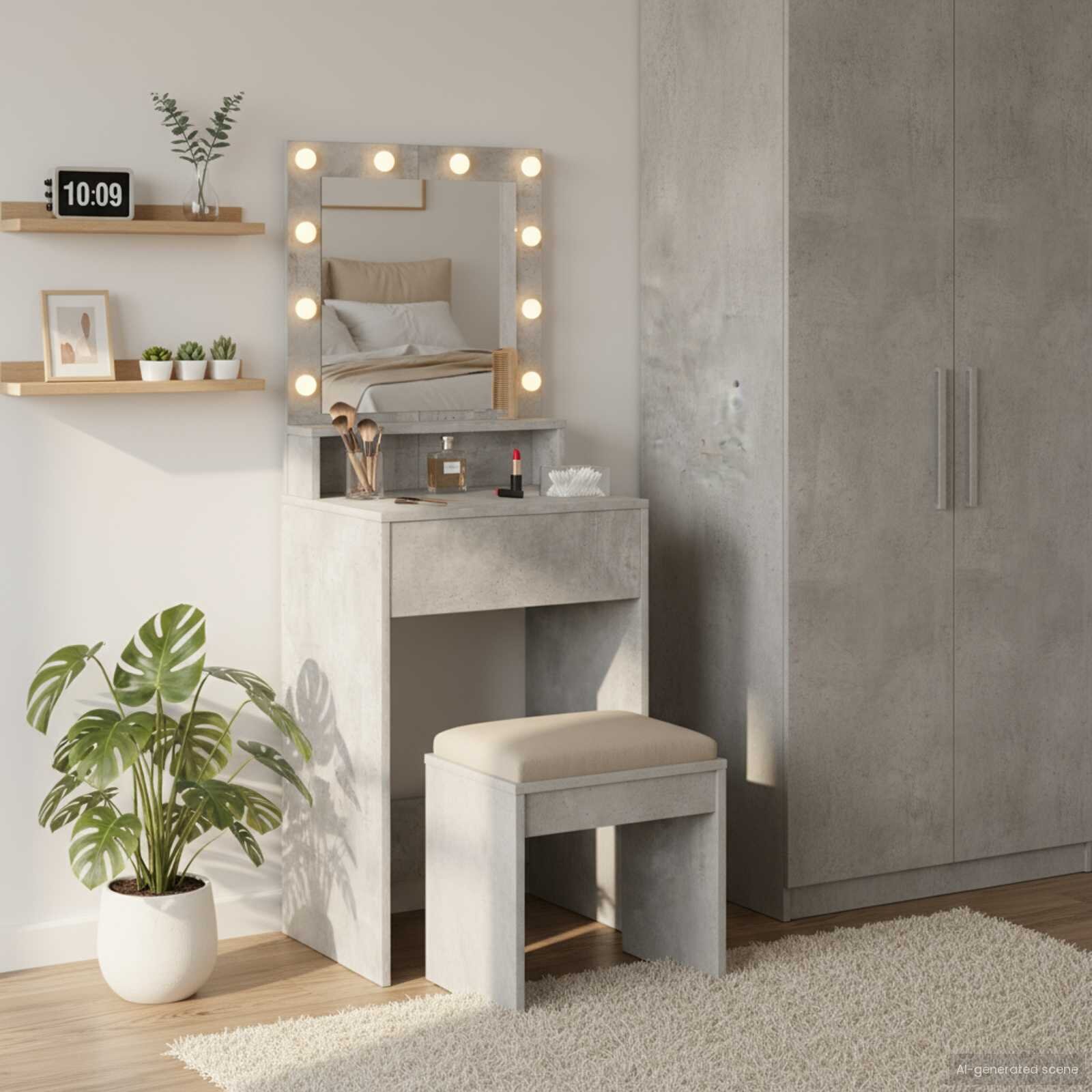 vidaXL Тоалетка Циментено сиво 50 x 41 x 135 см Инженерна дървесина