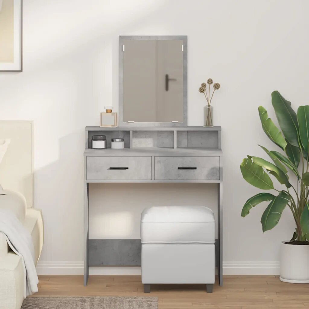 vidaXL Тоалетка Циментено сиво 79 x 41 x 140 см Инженерна дървесина