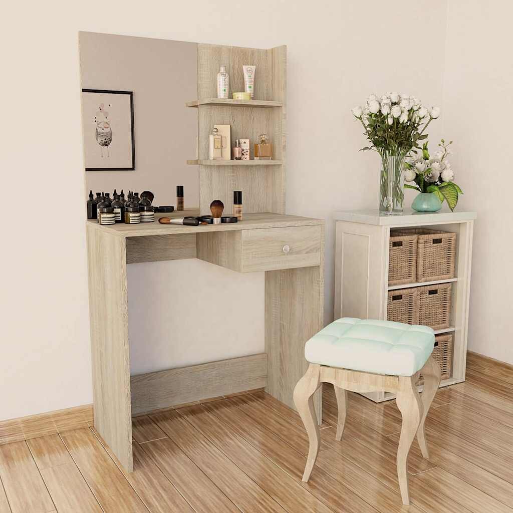 vidaXL Тоалетна масичка инженерно дърво 75x40x141 см дъб