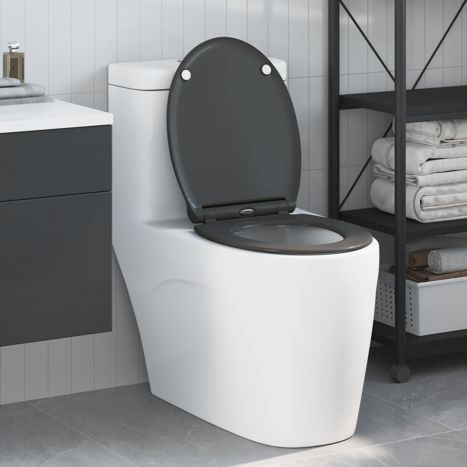 vidaXL Тоалетна седалка Антрацит 455 x 375 x 38 см Дуропласт
