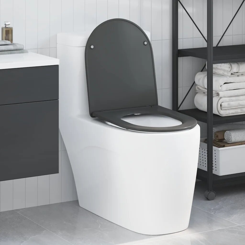 vidaXL Тоалетна седалка Антрацит 47 x 36 x 34 см Дуропласт