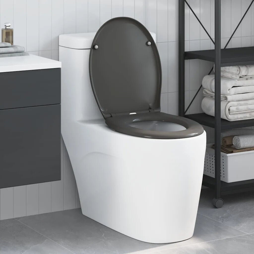vidaXL Тоалетна седалка Антрацит 47 x 37 x 4 см Дуропласт