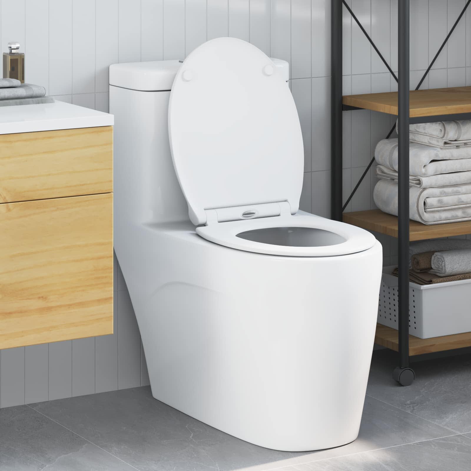 vidaXL Тоалетна седалка Бяло 455 x 375 x 38 см Дуропласт