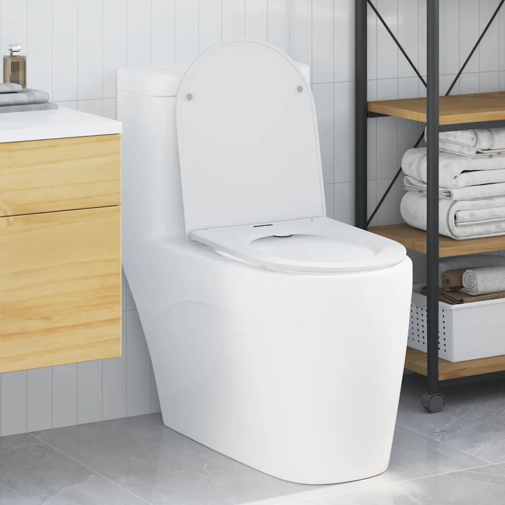 vidaXL Тоалетна седалка Бяло 47 x 36 x 34 см Дуропласт