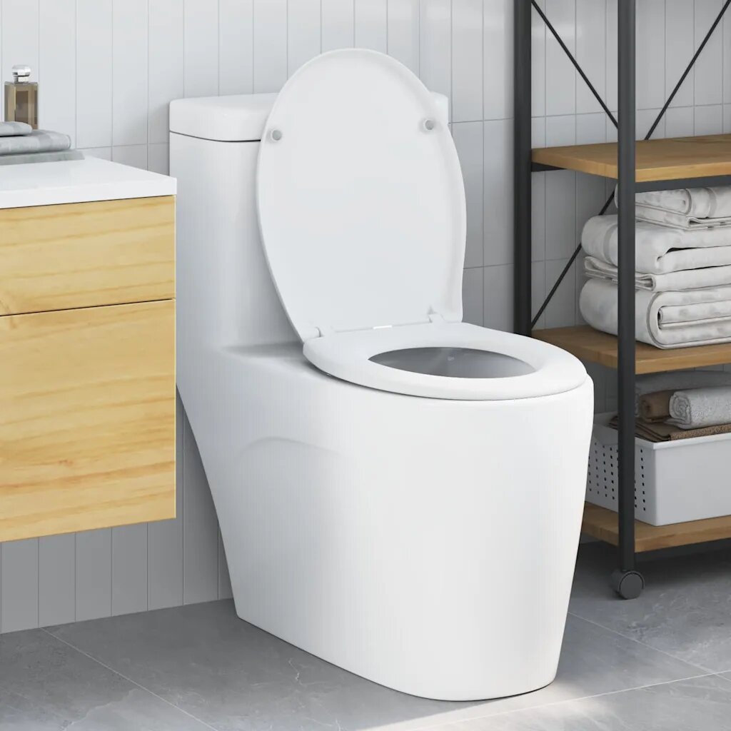 vidaXL Тоалетна седалка Бяло 47 x 37 x 4 см Дуропласт