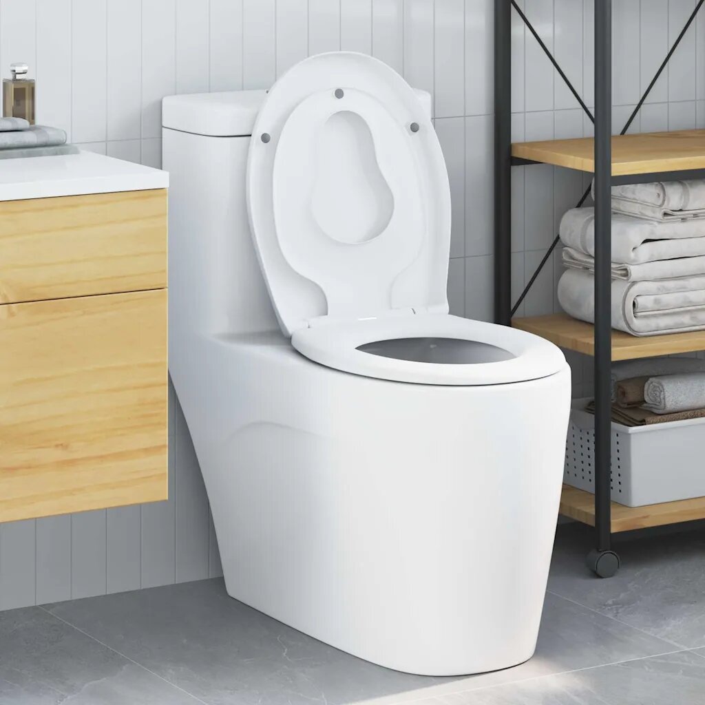vidaXL Тоалетна седалка Бяло 47 x 37 x 4 см Дуропласт