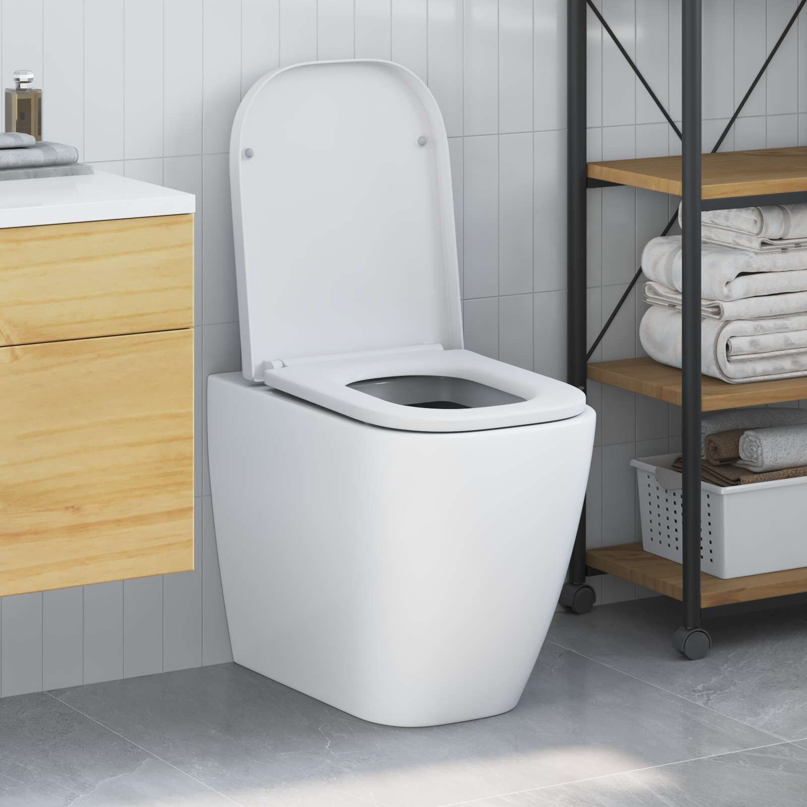 vidaXL Тоалетна седалка Бяло 475 x 35 x 36 см Дуропласт