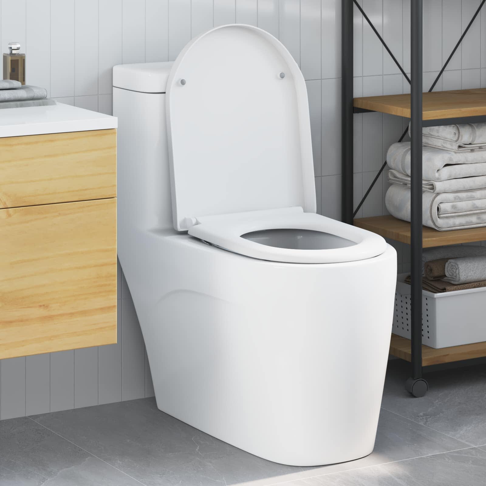 vidaXL Тоалетна седалка Бяло 49 x 36 x 4 см Дуропласт