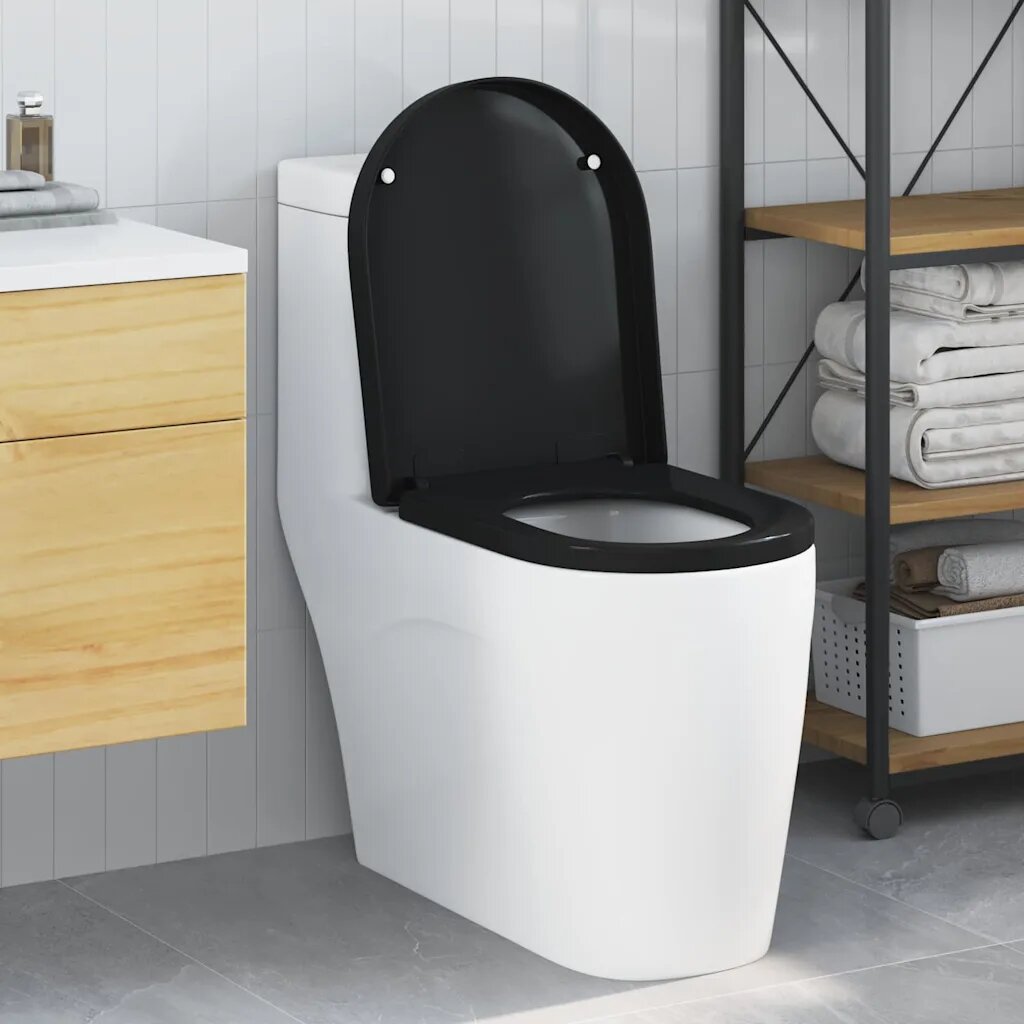 vidaXL Тоалетна седалка Черно 48 x 365 x 45 см Полипропилен