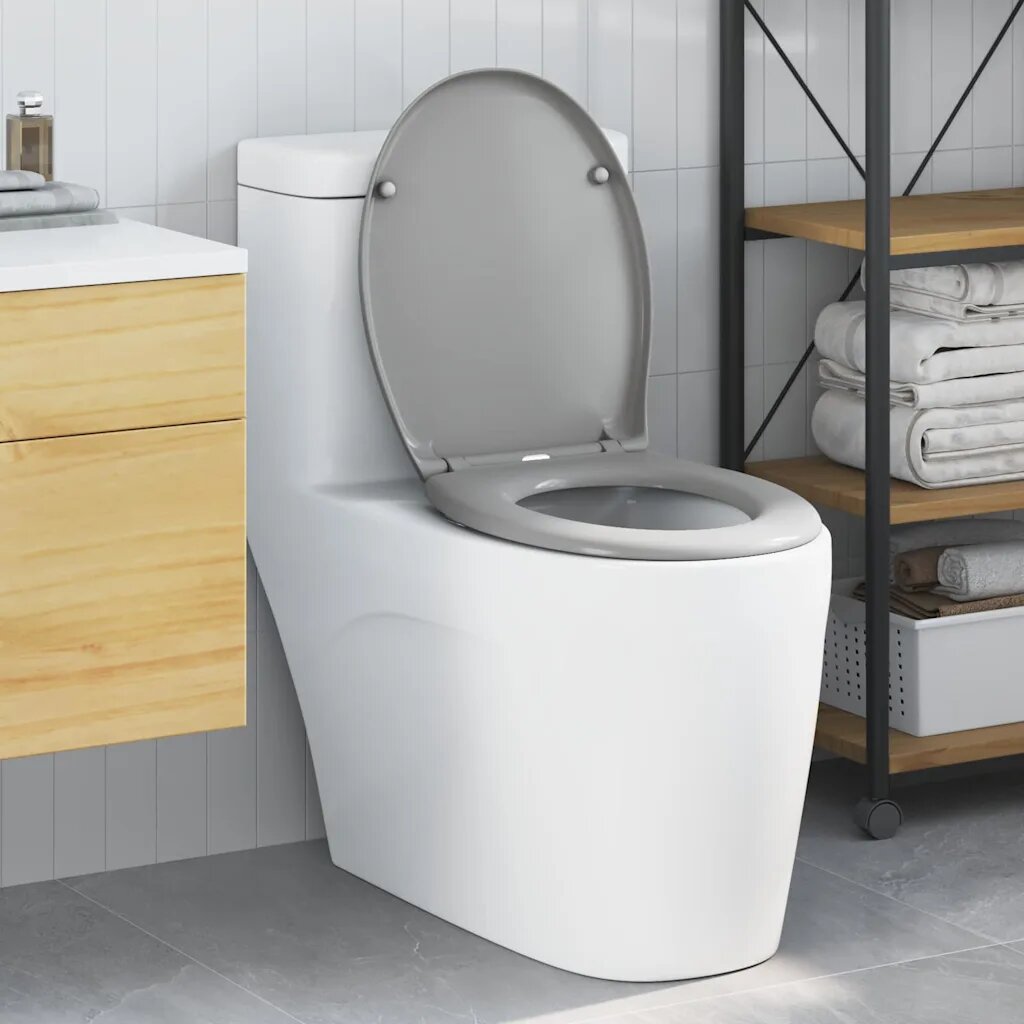 vidaXL Тоалетна седалка Сив 47 x 37 x 4 см Дуропласт