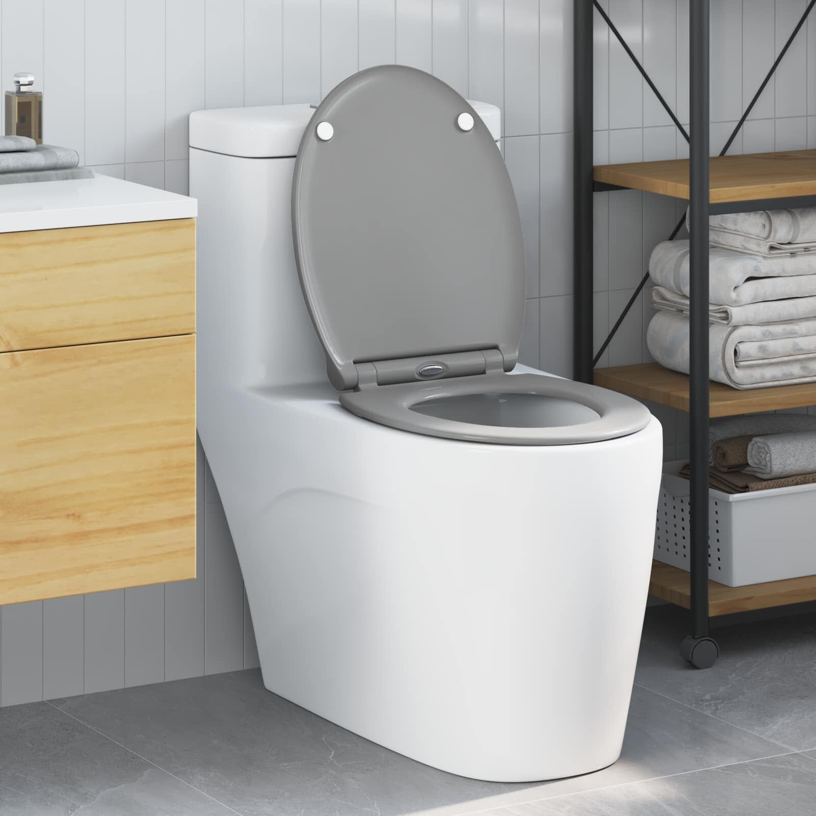 vidaXL Тоалетна седалка Сиво 455 x 375 x 38 см Дуропласт