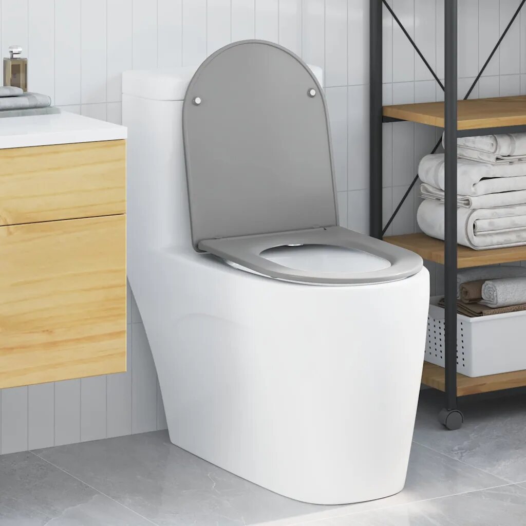 vidaXL Тоалетна седалка Сиво 47 x 36 x 34 см Дуропласт