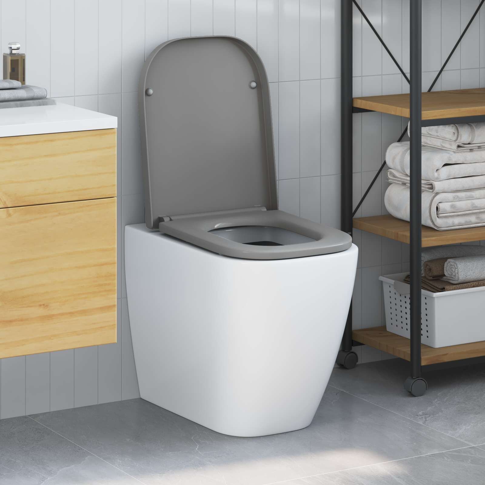 vidaXL Тоалетна седалка Сиво 475 x 35 x 36 см Дуропласт