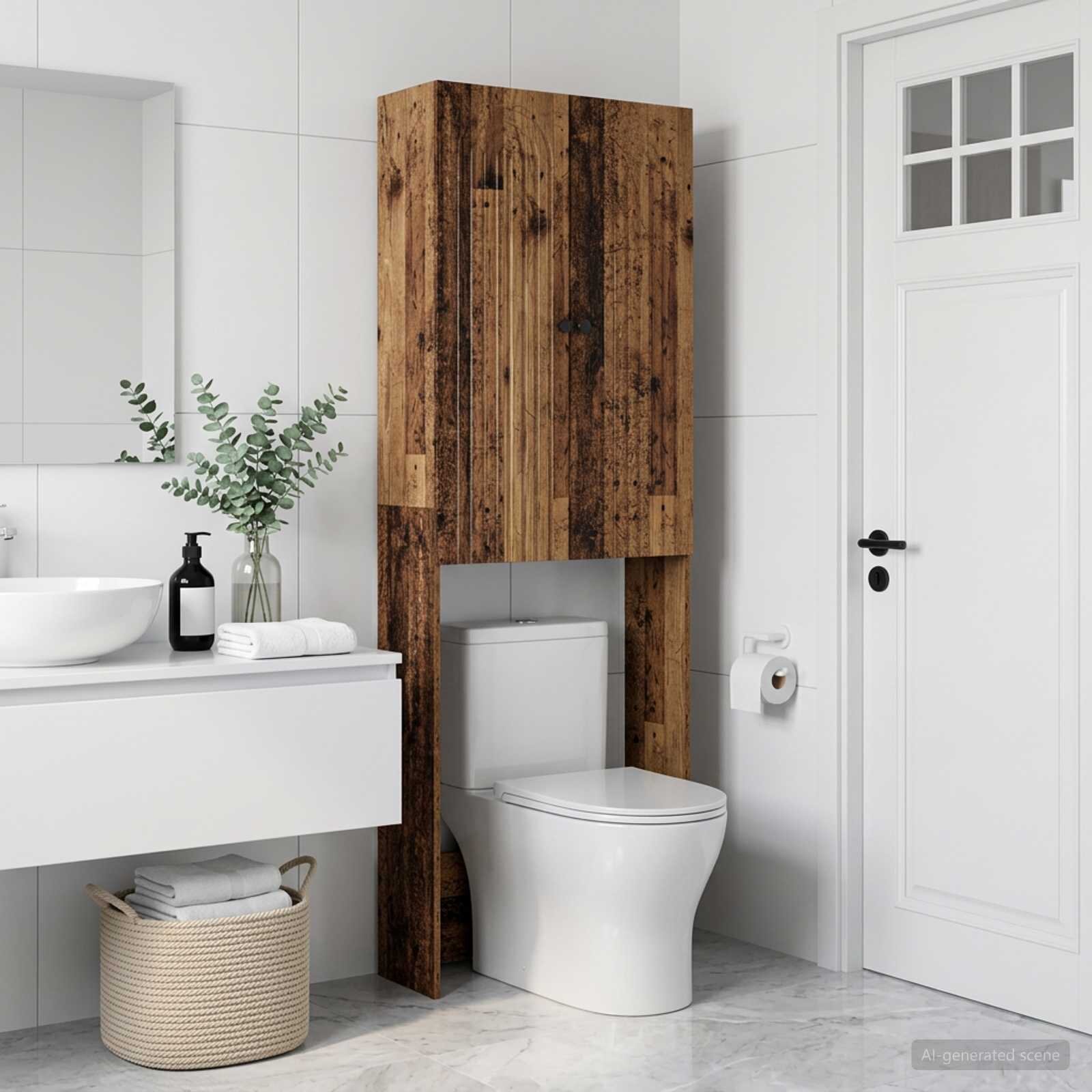 vidaXL Тоалетна Шкаф ALKMAAR Старо дърво 66 x 255 x 190 см