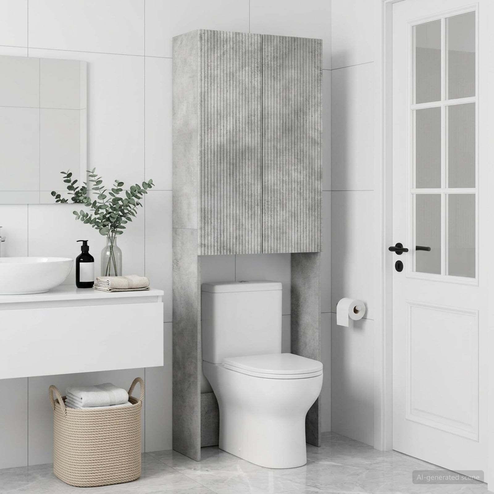 vidaXL Тоалетна Шкаф ARNHEM Бетонно сиво 66 x 255 x 190 см