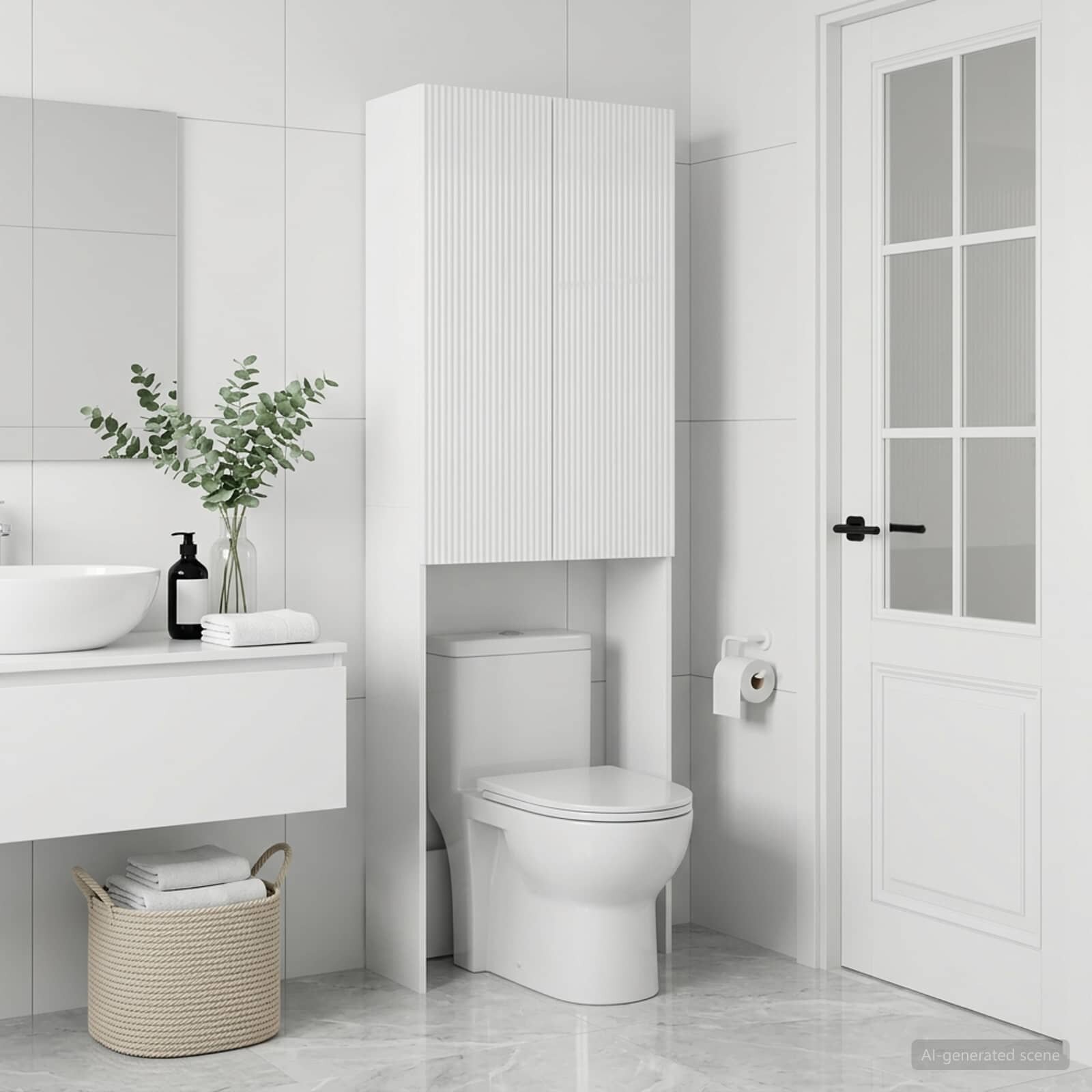 vidaXL Тоалетна Шкаф ARNHEM Бял гланц 66 x 255 x 190 см