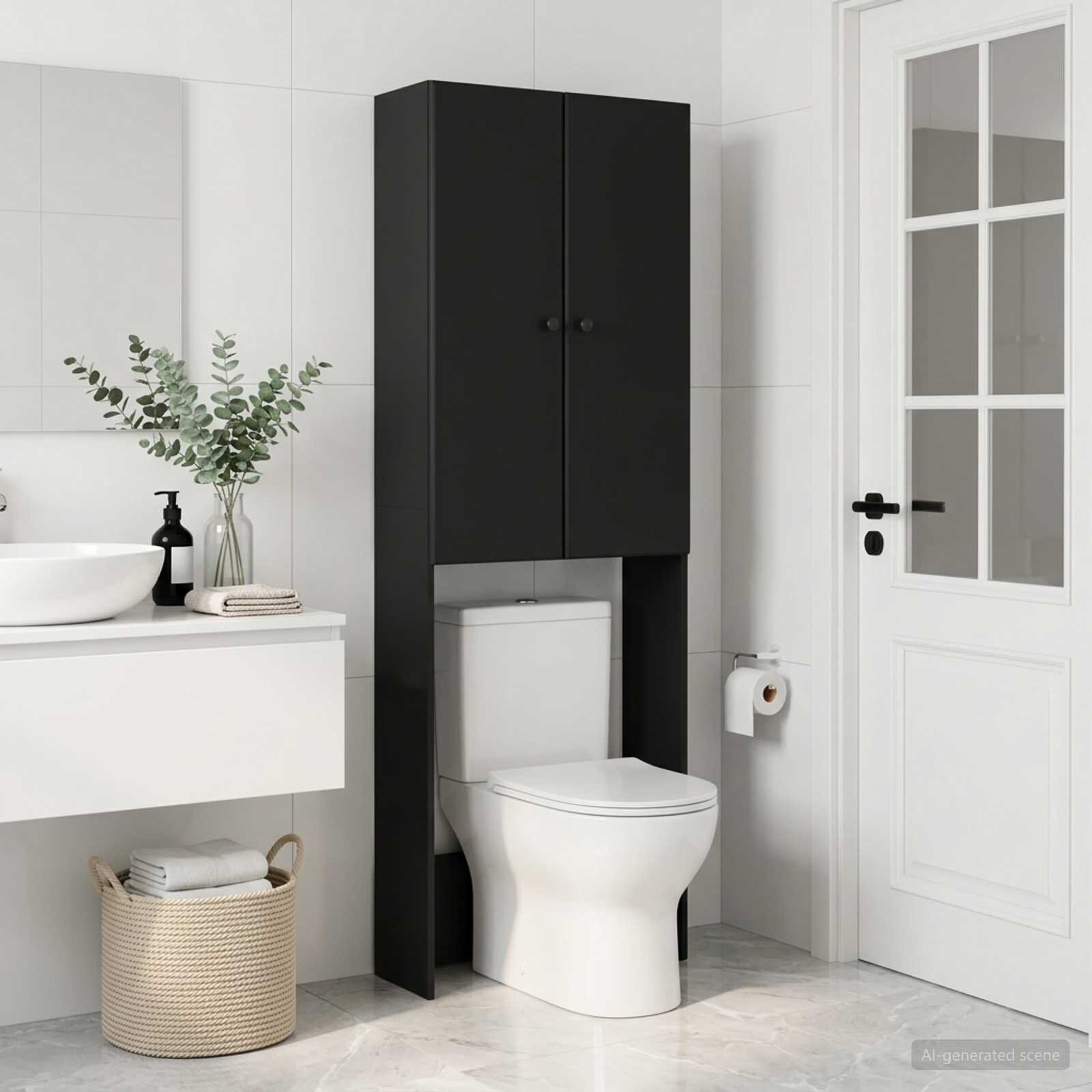 vidaXL Тоалетна Шкаф BREDA Черно 66 x 255 x 190 см