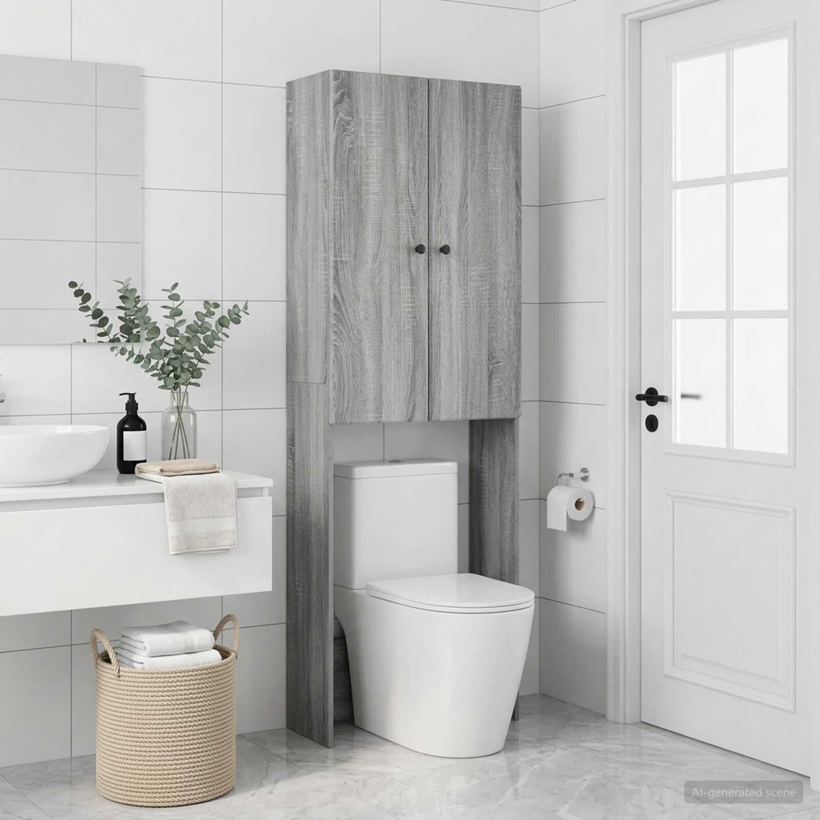vidaXL Тоалетна Шкаф BREDA Сив Сонома 66 x 255 x 190 см