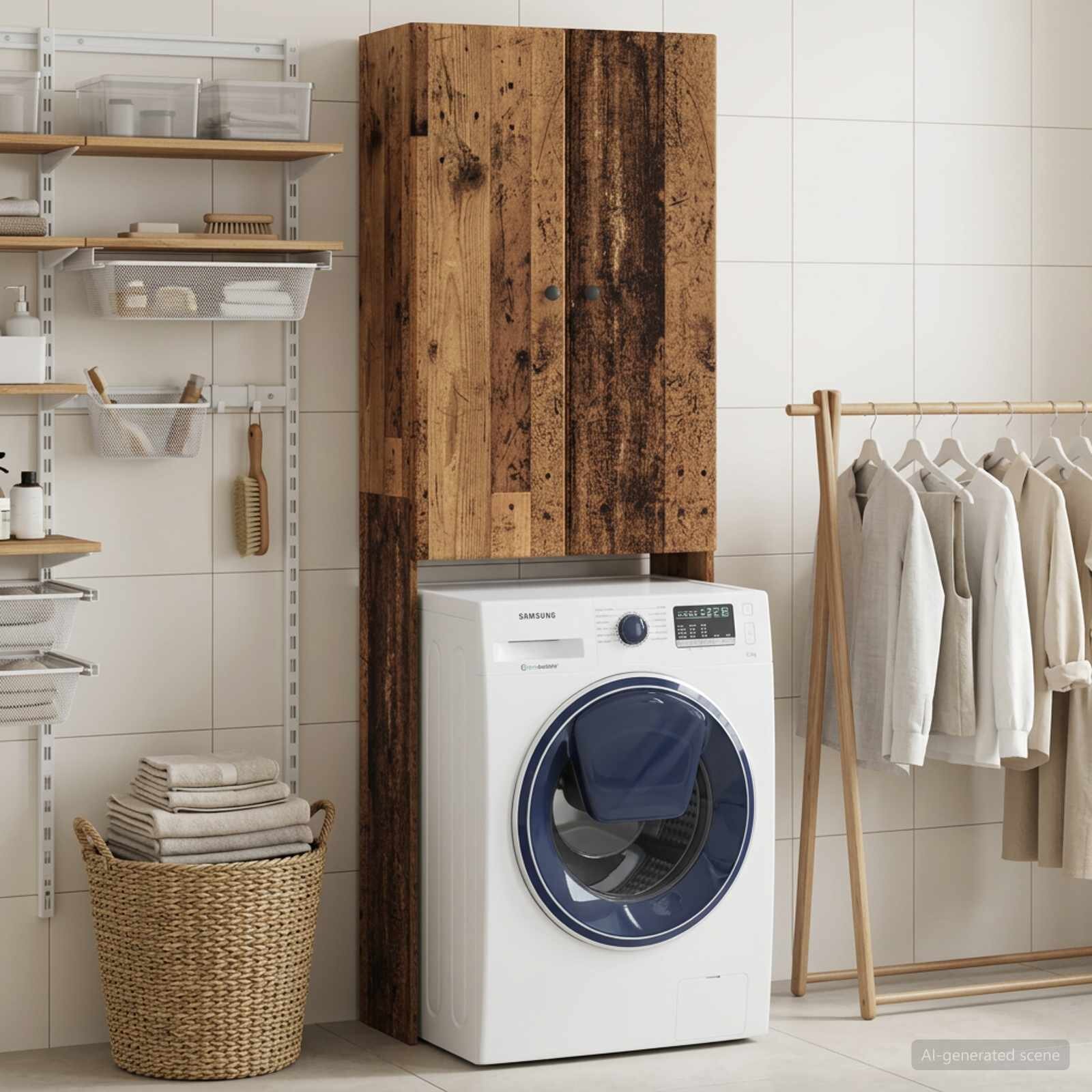 vidaXL Тоалетна Шкаф BREDA Старо дърво 66 x 255 x 190 см