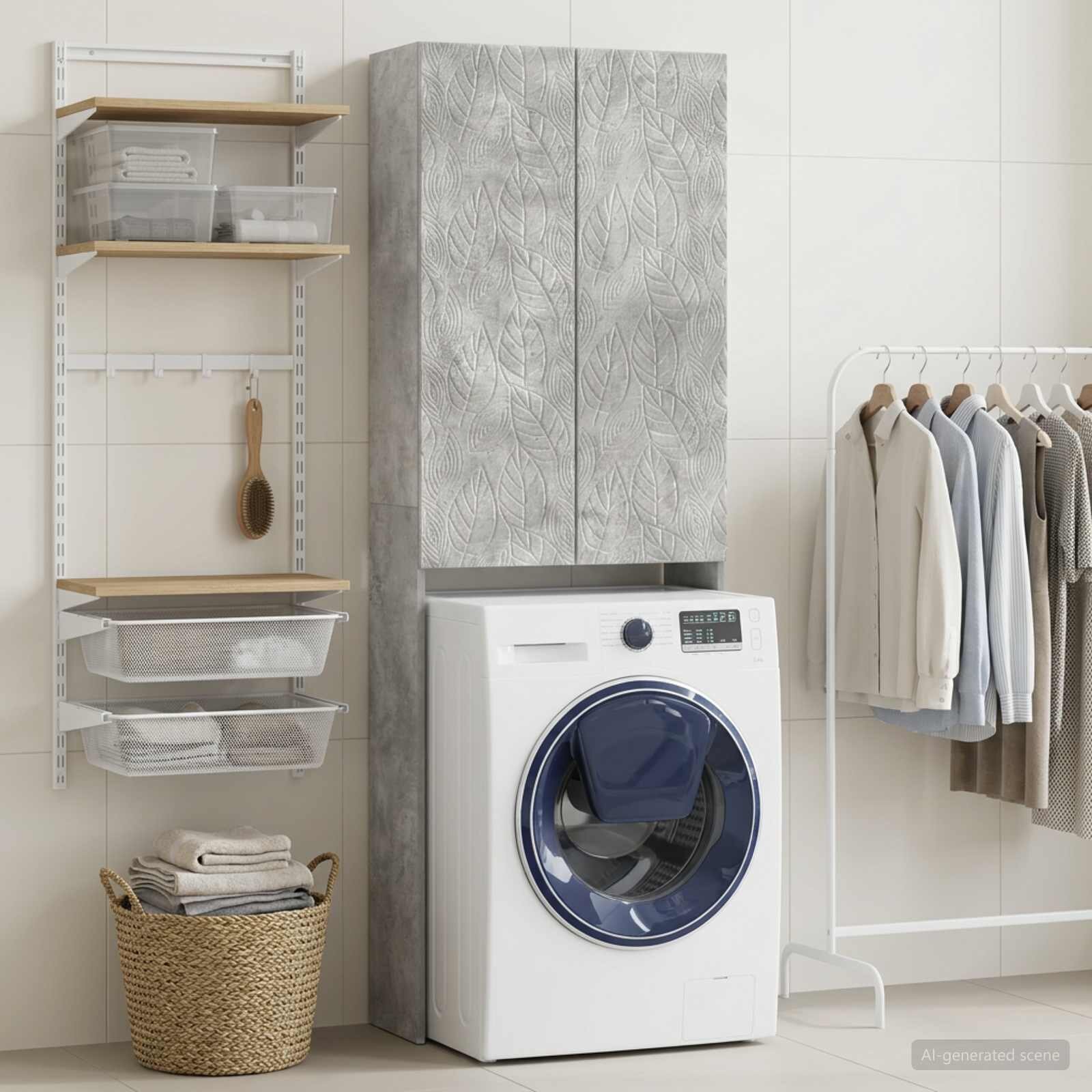 vidaXL Тоалетна Шкаф DELFT Бетонно сиво 66 x 255 x 190 см