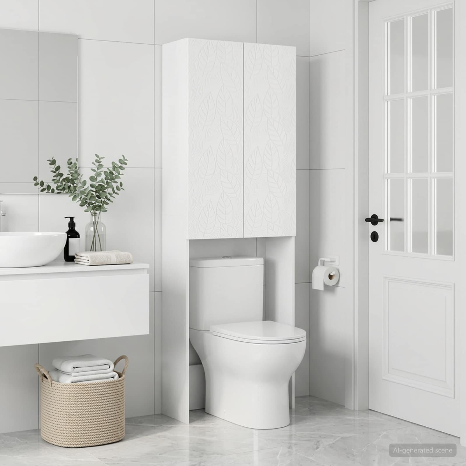 vidaXL Тоалетна Шкаф DELFT Бяло 66 x 255 x 190 см Инженерна дървесина