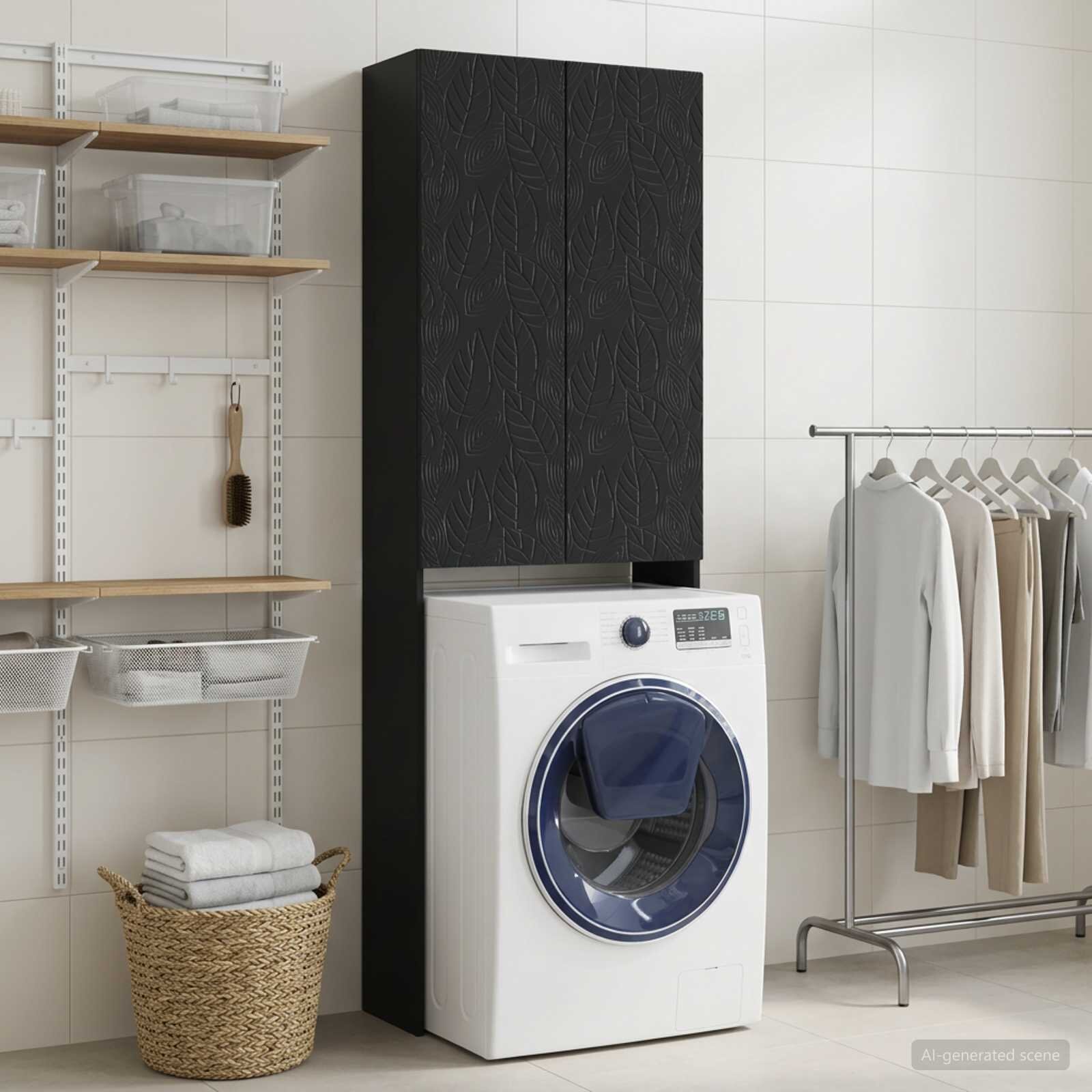 vidaXL Тоалетна Шкаф DELFT Черно 66 x 255 x 190 см
