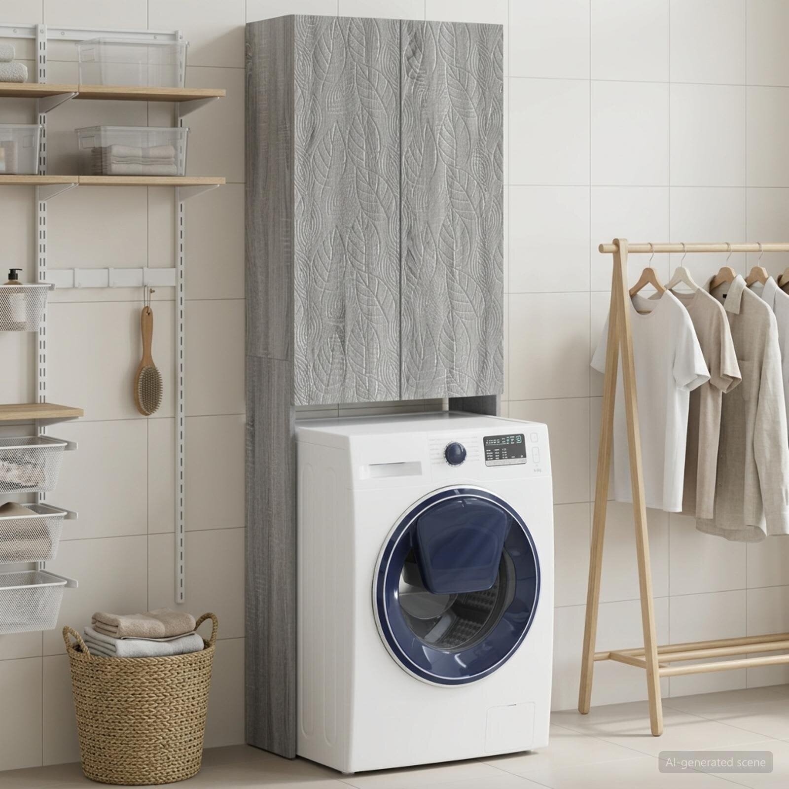 vidaXL Тоалетна Шкаф DELFT Сив Сонома 66 x 255 x 190 см