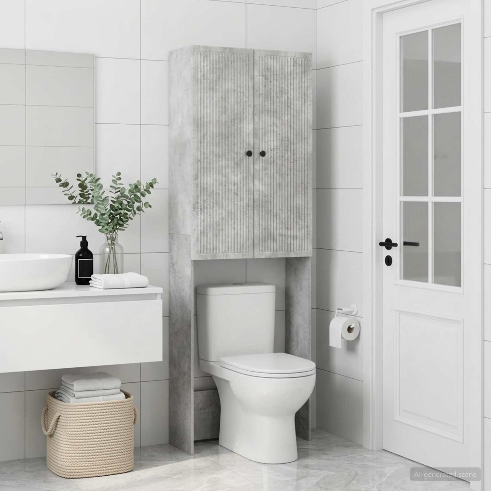 vidaXL Тоалетна Шкаф EDE Бетонно сиво 66 x 255 x 190 см