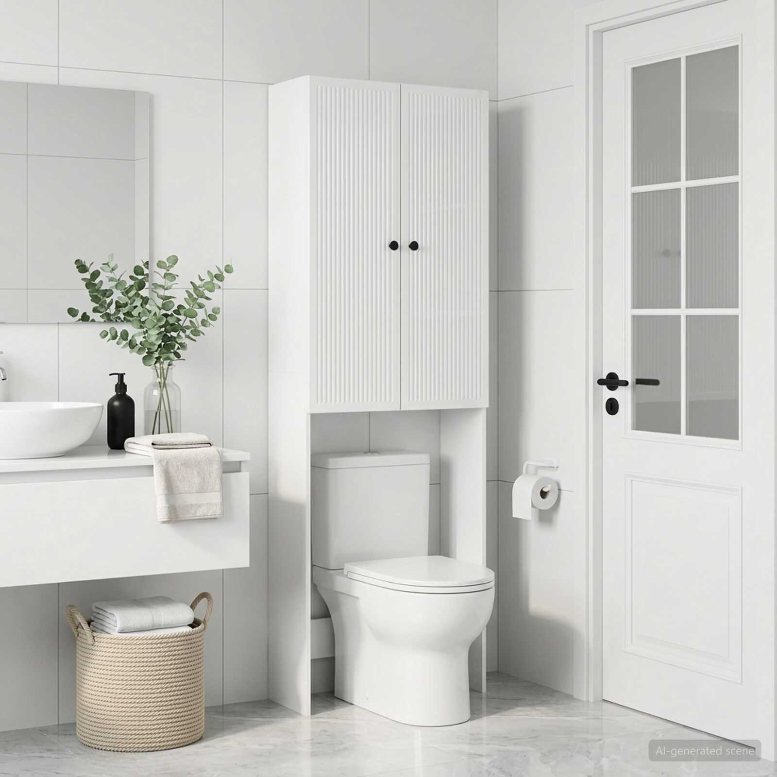 vidaXL Тоалетна Шкаф EDE Бял гланц 66 x 255 x 190 см