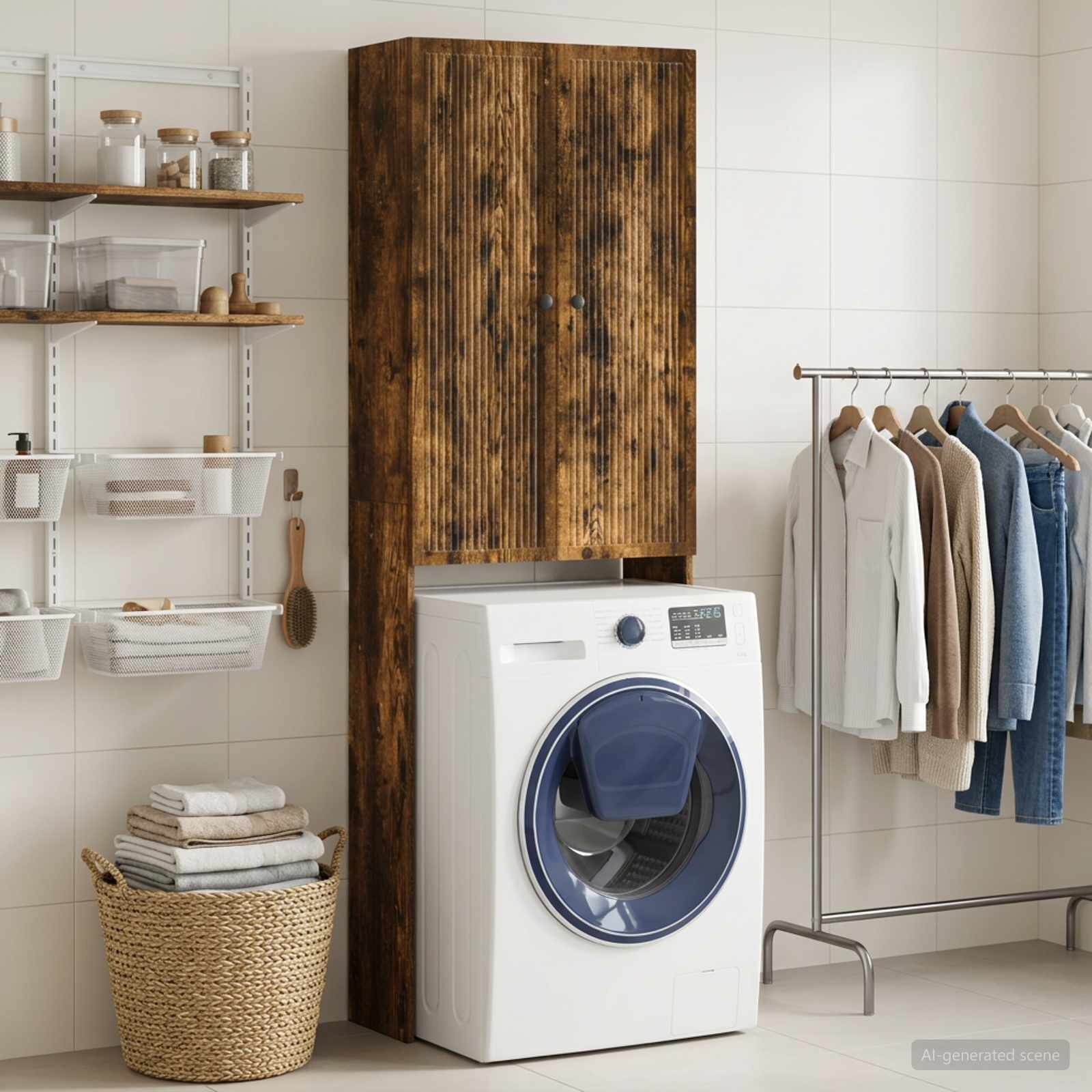 vidaXL Тоалетна Шкаф EDE Опушен дъб 66 x 255 x 190 см