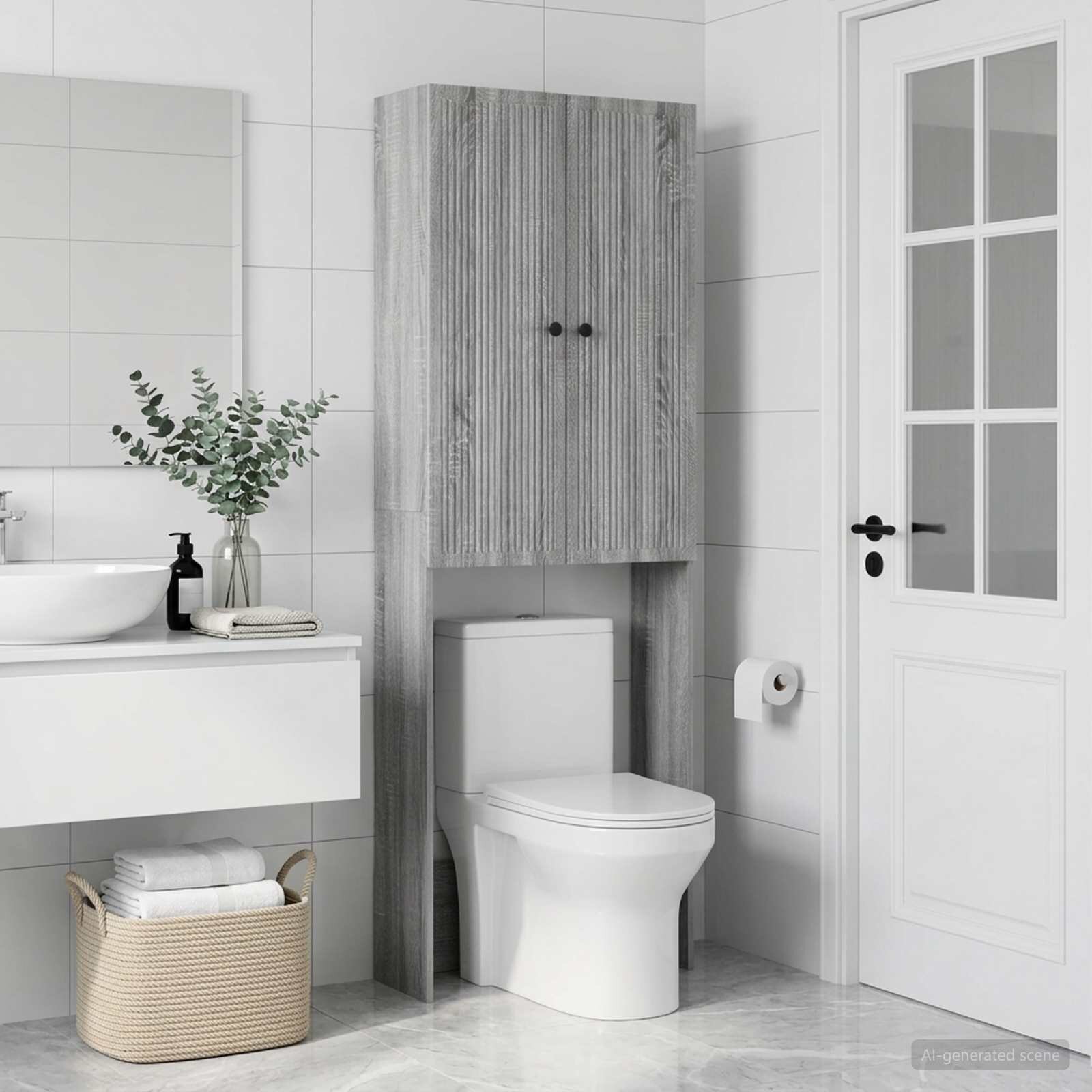 vidaXL Тоалетна Шкаф EDE Сив Сонома 66 x 255 x 190 см