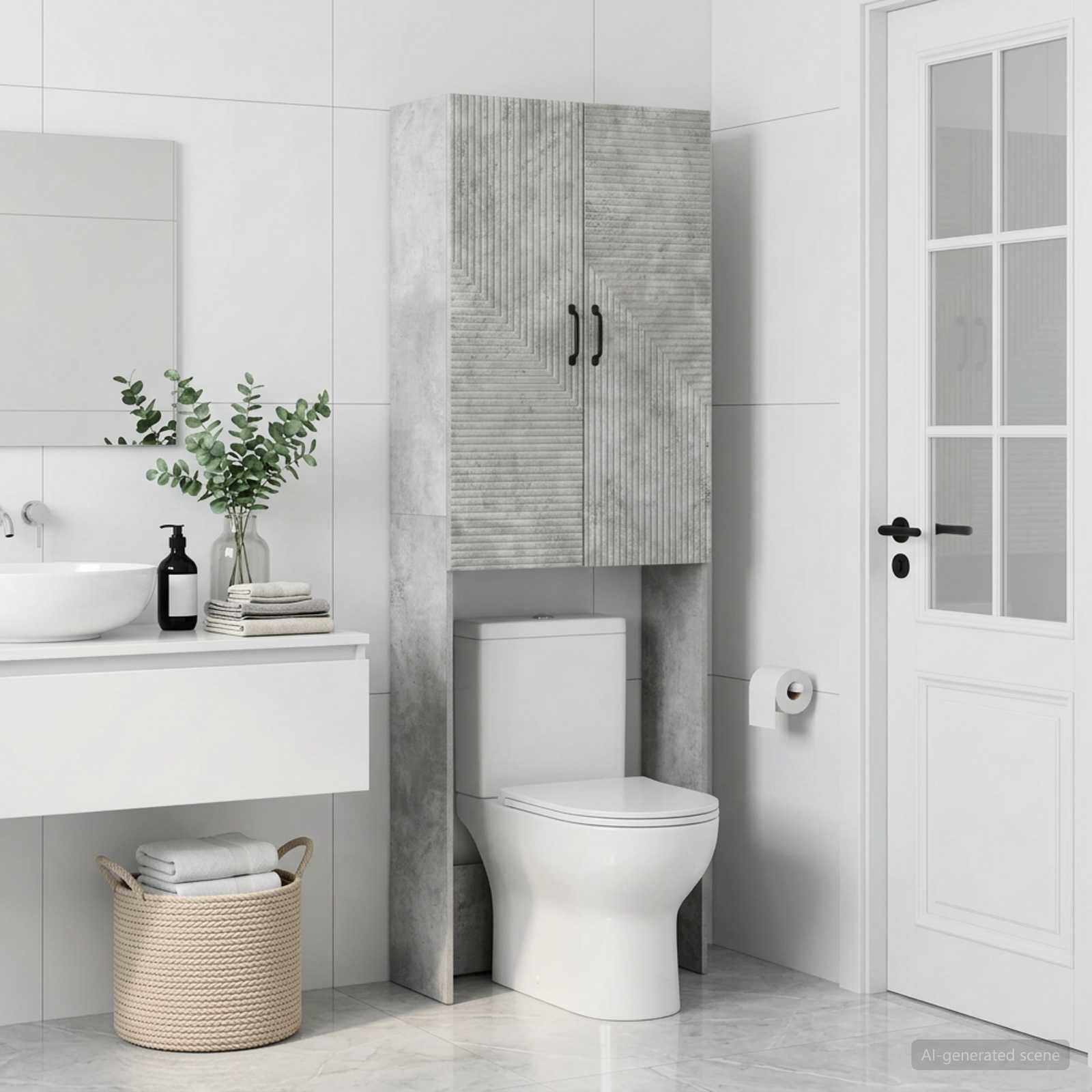 vidaXL Тоалетна Шкаф HAARLEM Бетонно сиво 66 x 255 x 190 см