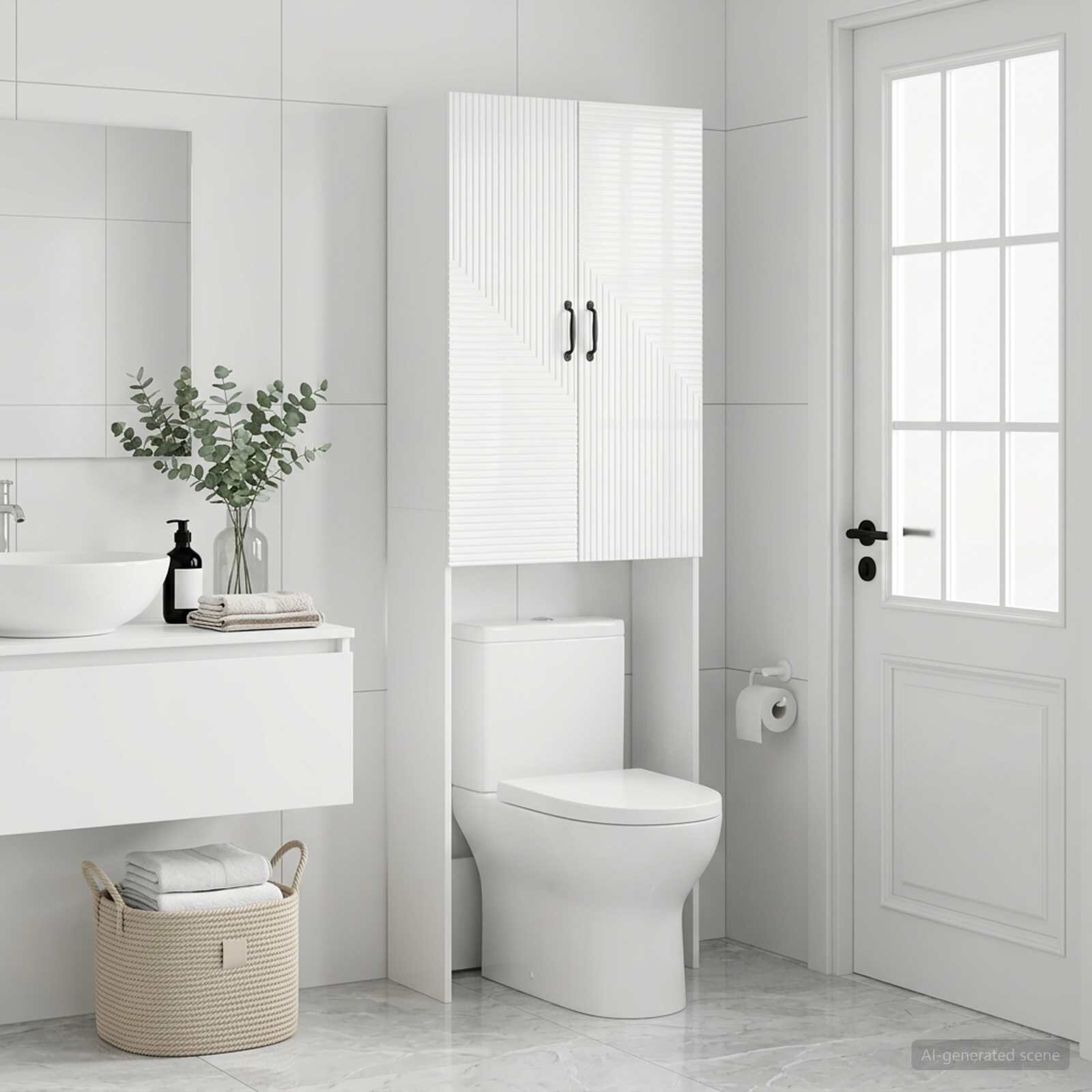 vidaXL Тоалетна Шкаф HAARLEM Бял гланц 66 x 255 x 190 см
