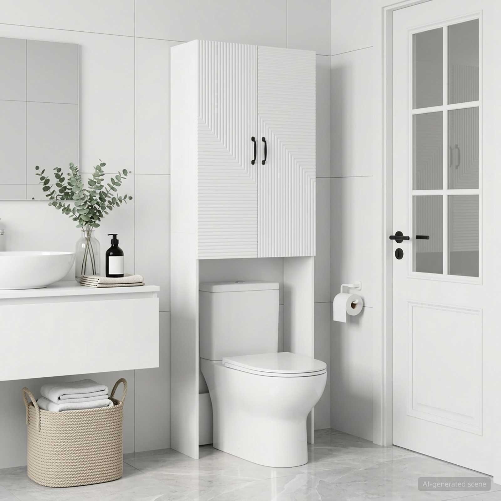 vidaXL Тоалетна Шкаф HAARLEM Бяло 66 x 255 x 190 см