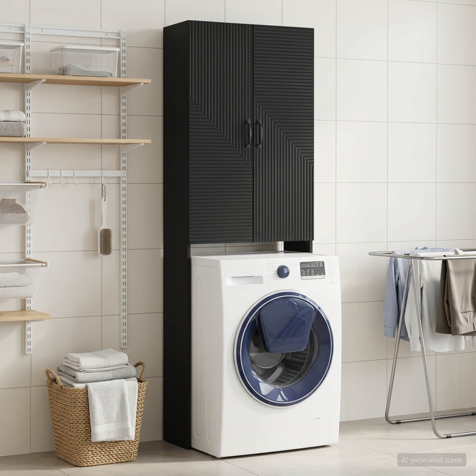 vidaXL Тоалетна Шкаф HAARLEM Черно 66 x 255 x 190 см