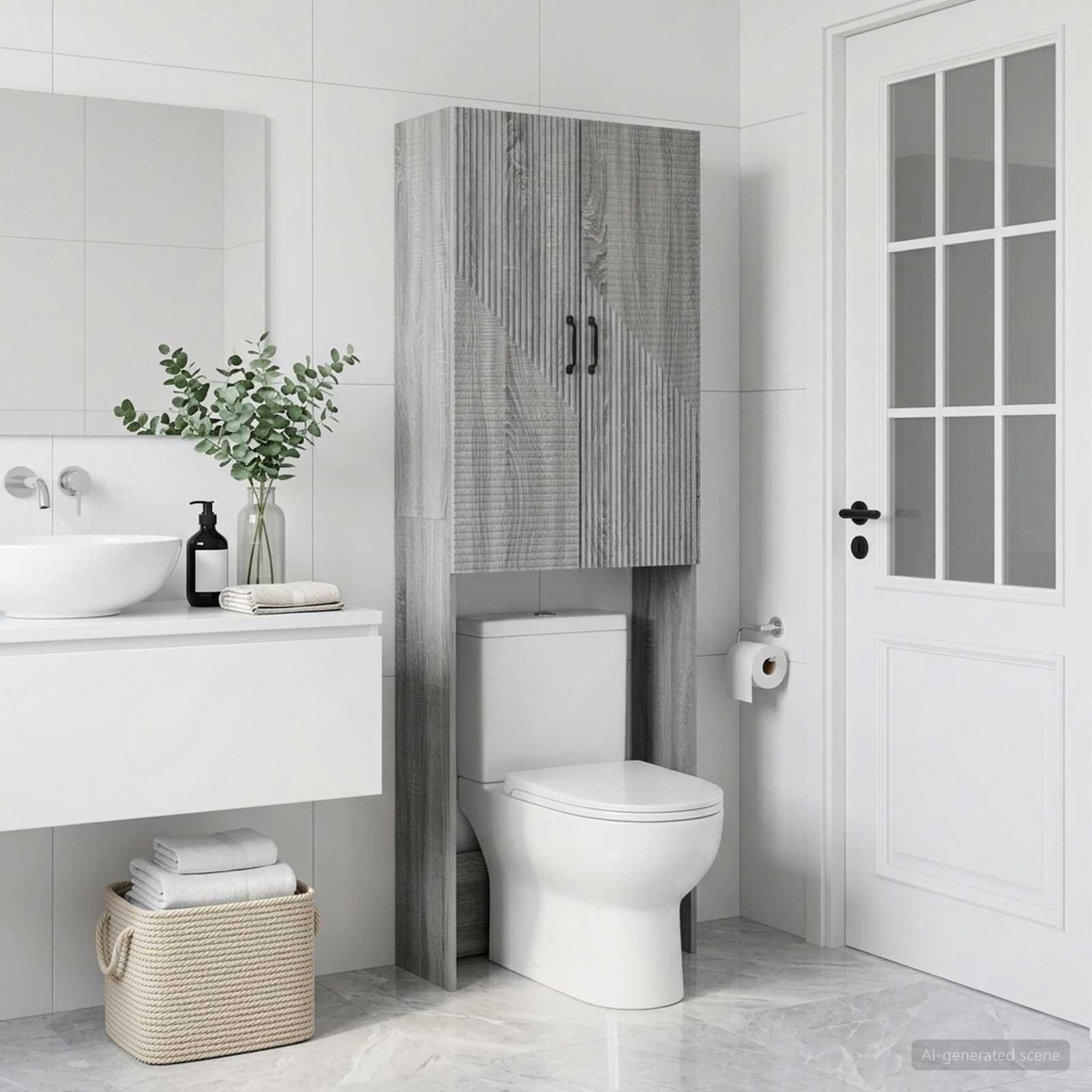 vidaXL Тоалетна Шкаф HAARLEM Сив Сонома 66 x 255 x 190 см