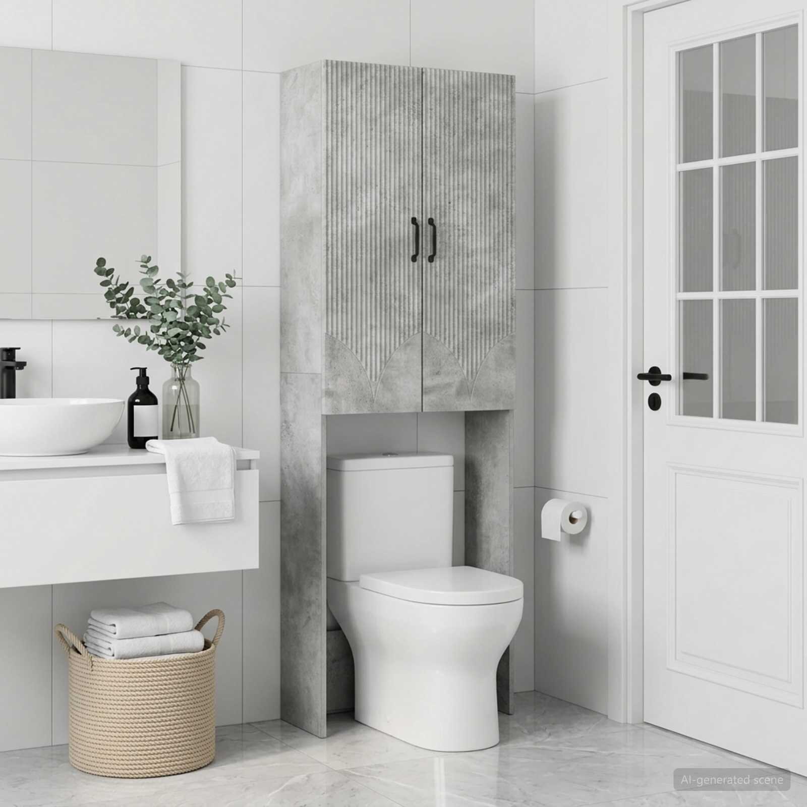 vidaXL Тоалетна Шкаф HOORN Бетонно сиво 66 x 255 x 190 см