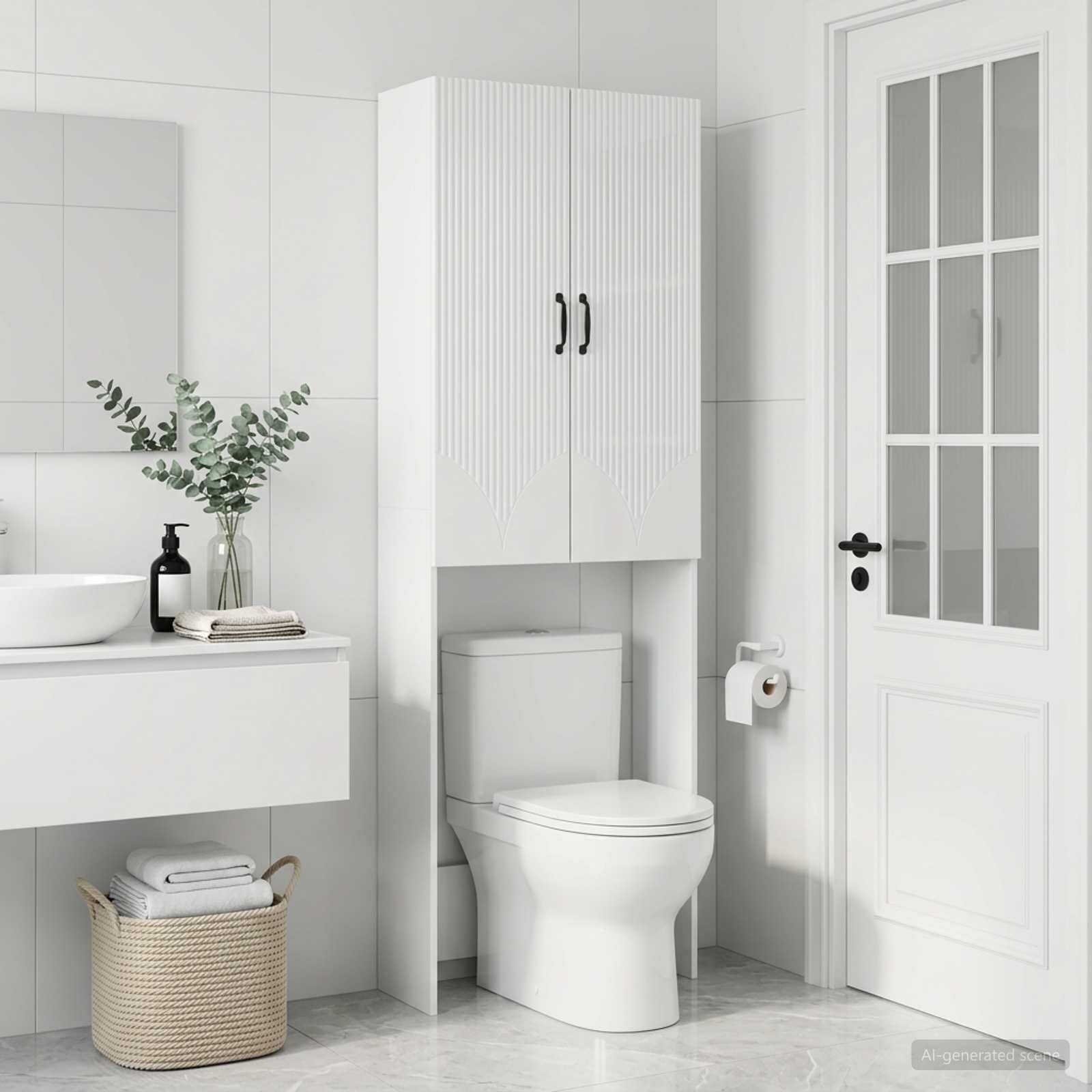 vidaXL Тоалетна Шкаф HOORN Бял гланц 66 x 255 x 190 см