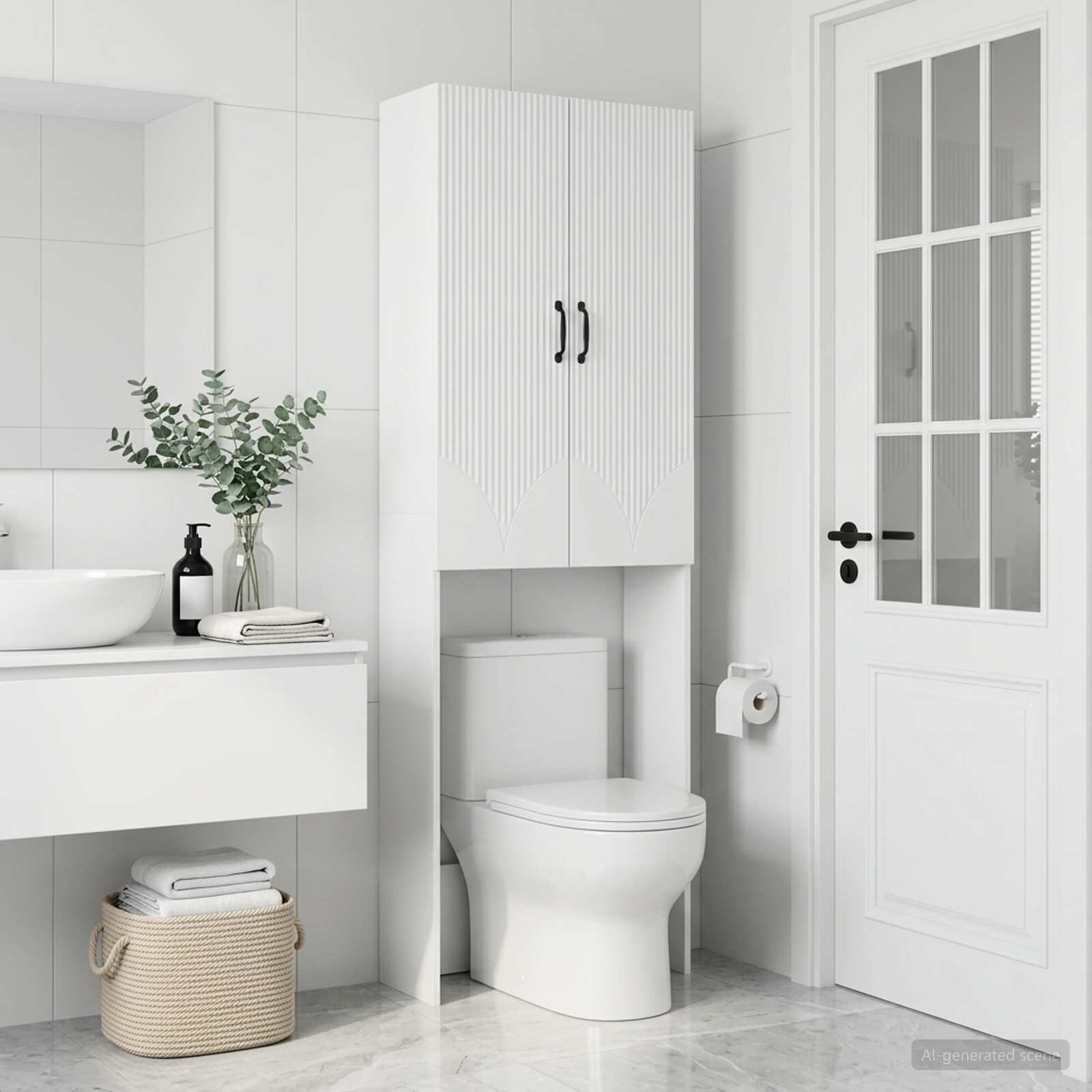 vidaXL Тоалетна Шкаф HOORN Бяло 66 x 255 x 190 см Инженерна дървесина