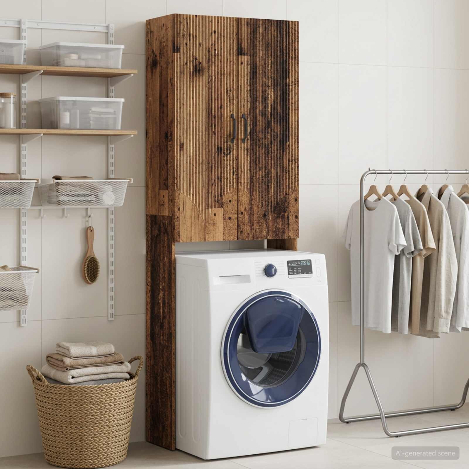 vidaXL Тоалетна Шкаф HOORN Старо дърво 66 x 255 x 190 см