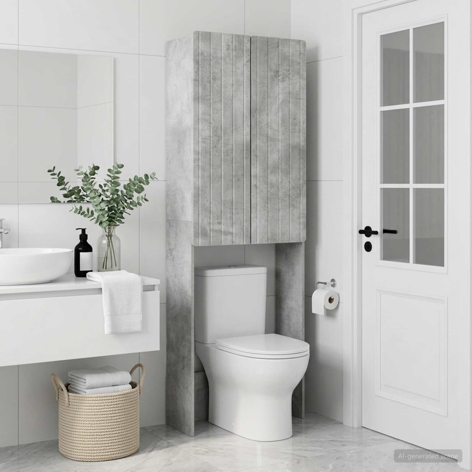 vidaXL Тоалетна Шкаф ZWOLLE Бетонно сиво 66 x 255 x 190 см