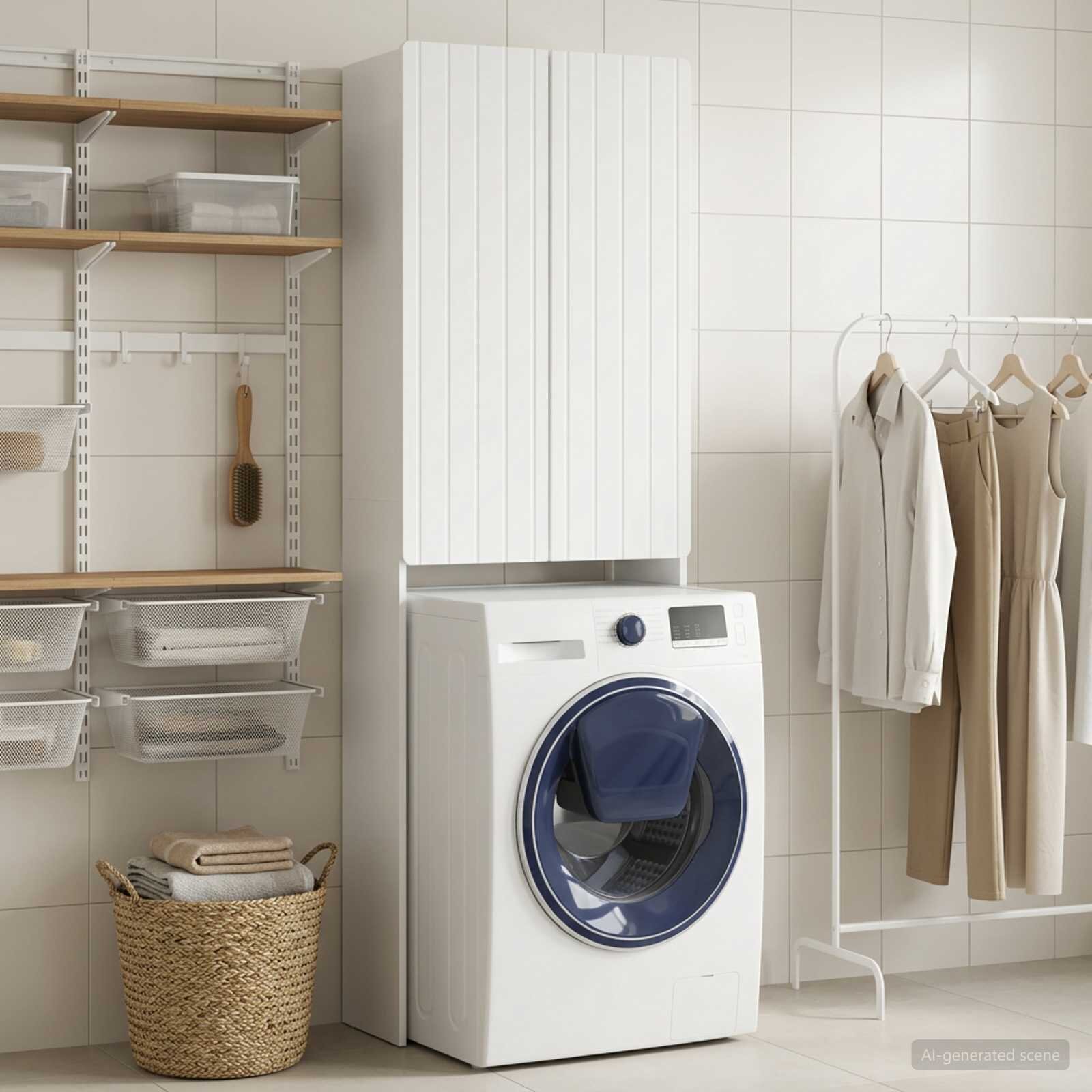 vidaXL Тоалетна Шкаф ZWOLLE Бял гланц 66 x 255 x 190 см