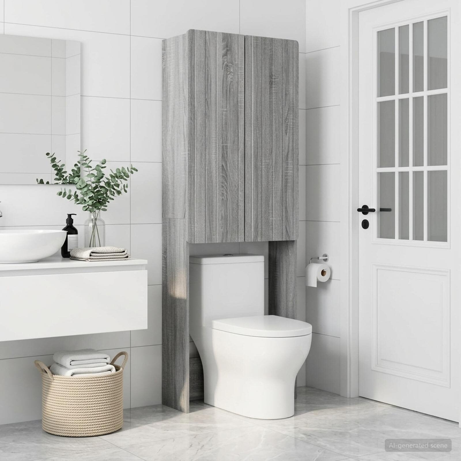 vidaXL Тоалетна Шкаф ZWOLLE Сив Сонома 66 x 255 x 190 см