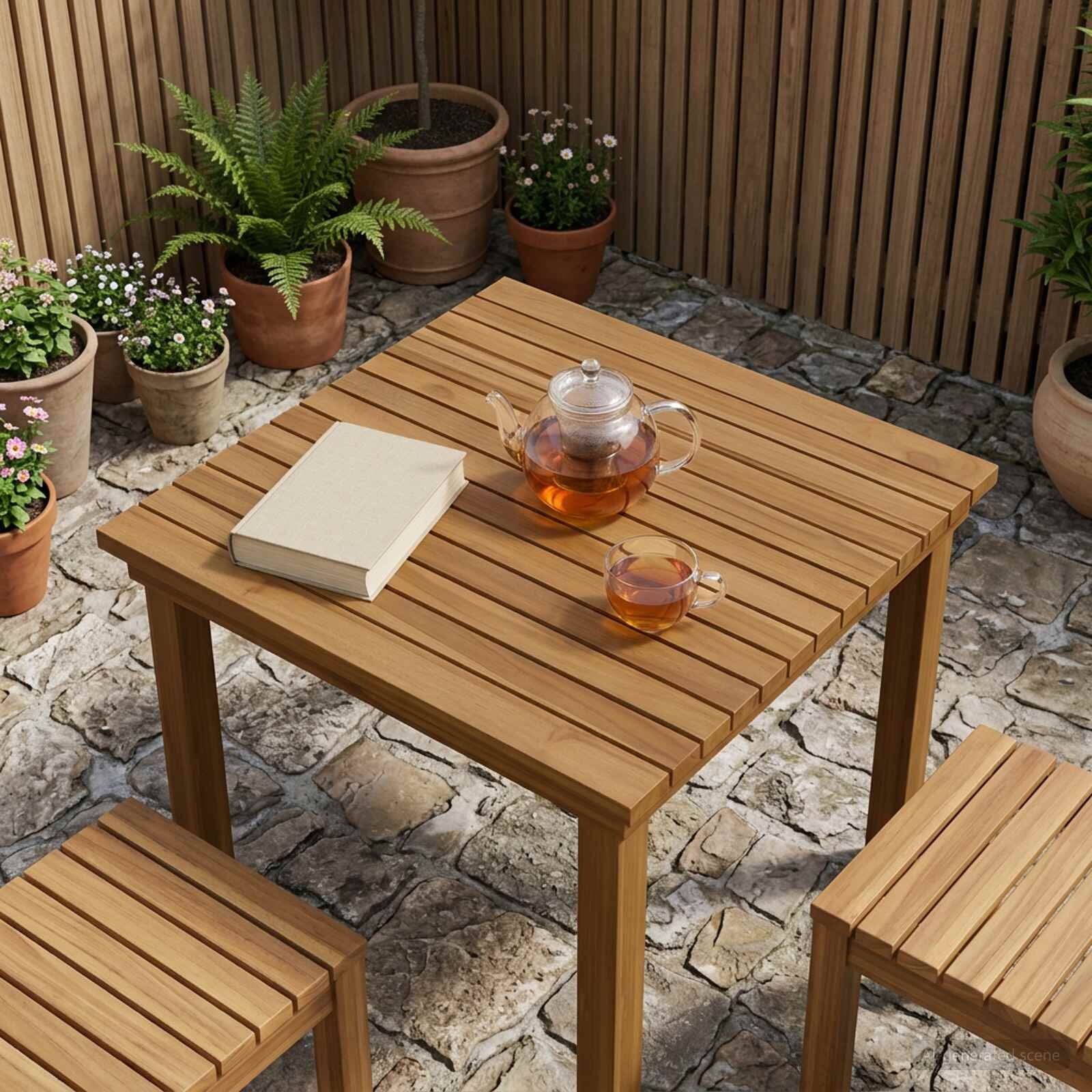 vidaXL Топ за маса 60 x 60 x 35 см Квадратна Солидно тиково дърво